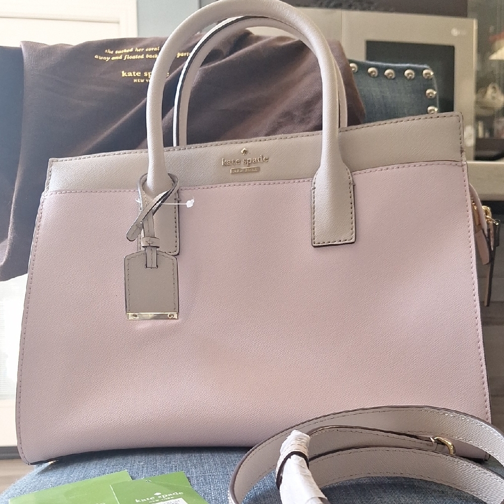 Kate Spade Pink and Cream Satchel with Structured Design